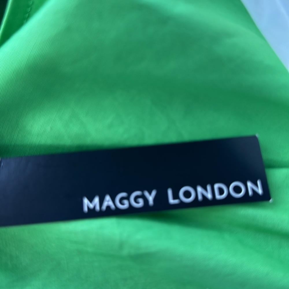Maggy London Halter Neck Stretch Cotton Midi Dress Vibrant Green Size 12 NWT - Picture 6 of 10